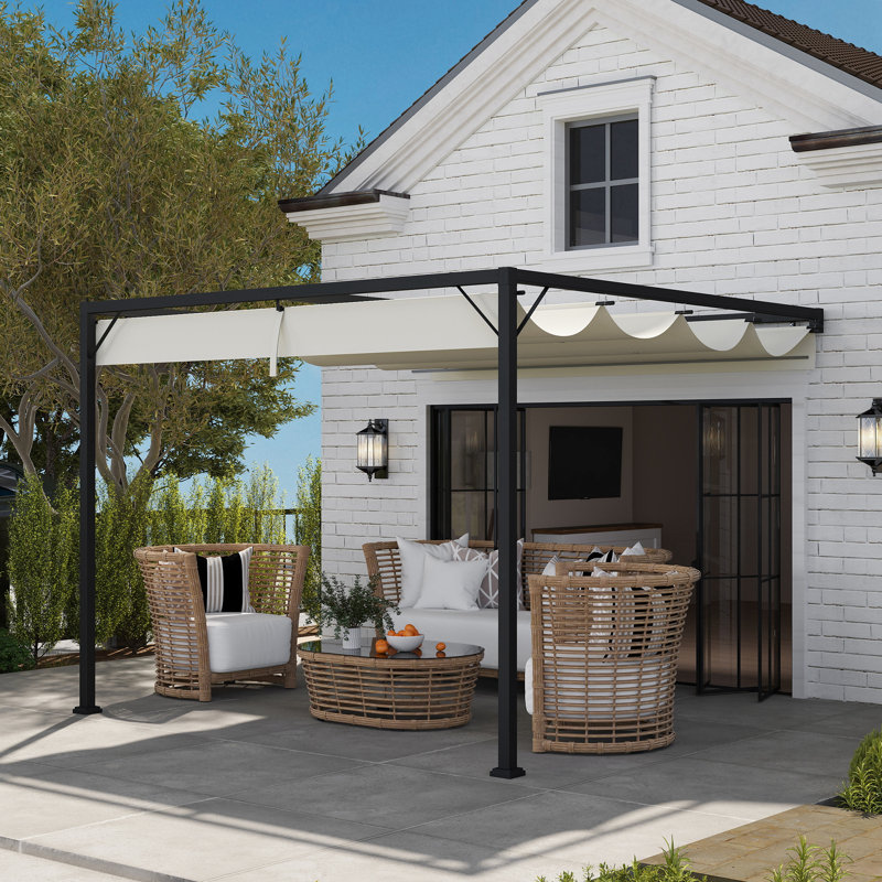 3m x 3m Metal Pergola, Beige