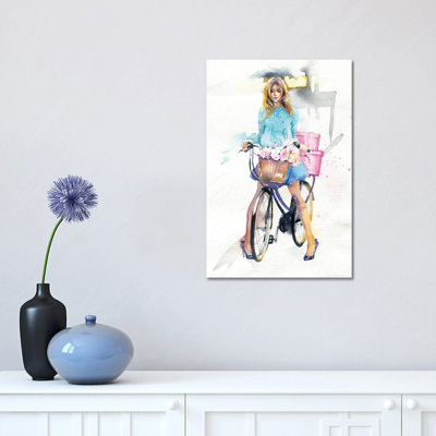 Bike Girl by Marina Ignatova - Wrapped Canvas Painting