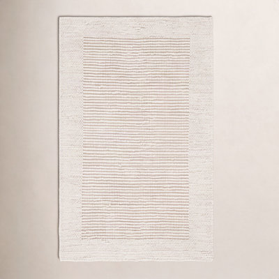 Burdick Ivory Beige Hand-Woven Wool Rug