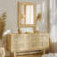 Rexford  Natural Wood Rattan Mirror Farmhouse Wall Decoration-87905882