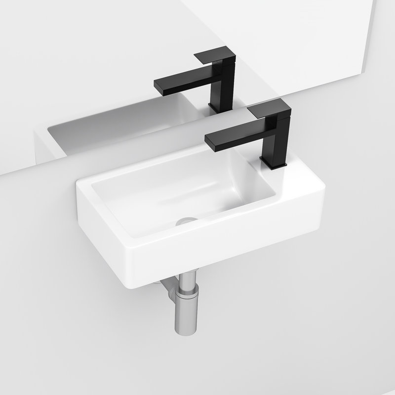 Lavabo de salle de bain en céramique 18 x 10 pouces - fixation murale, blanc, teinté, option élégante 18 x 10, solution pratique