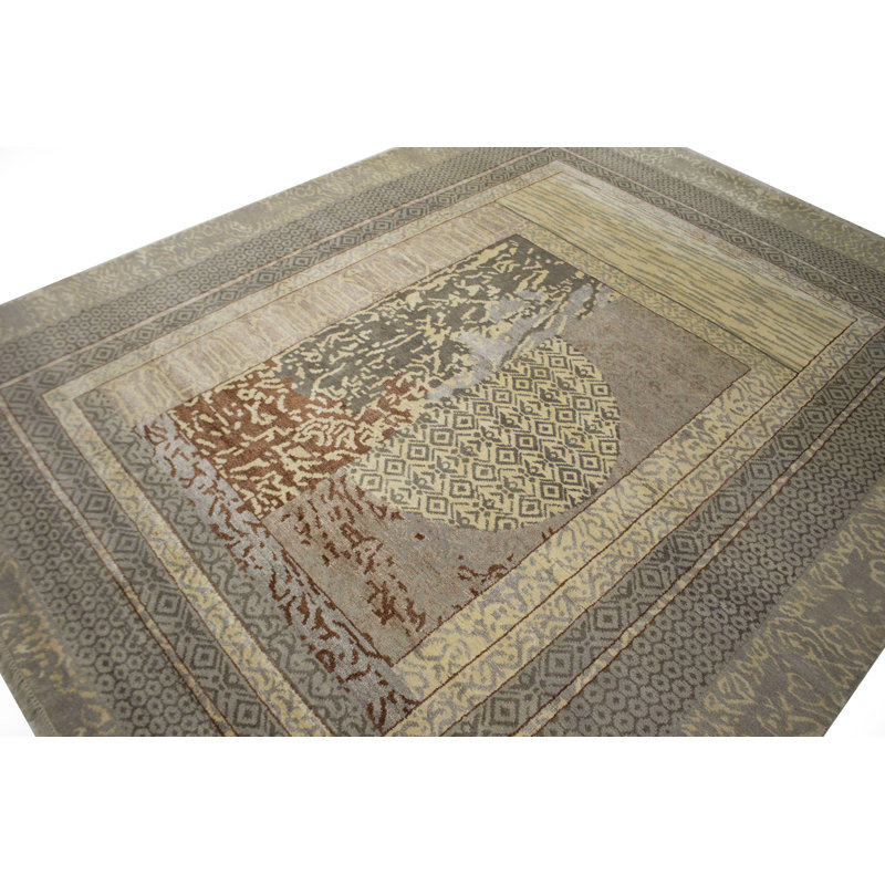 Tapis brun clair / gris 7 pi 11 po x 9 pi 11 po Fejzo