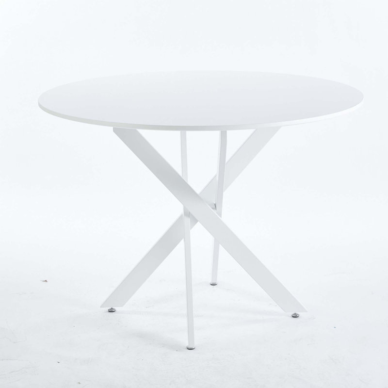 Table de salle à manger Mid-Century (table seulement), Blanc, Blanc