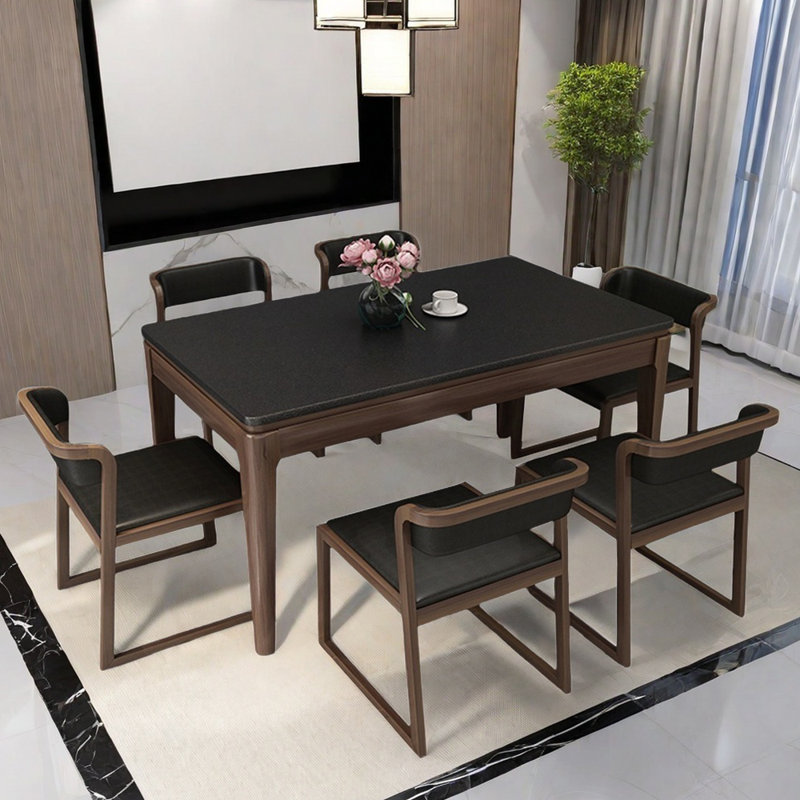 Italian style simple rectangular dining table sets, 29.5" H x 63" L x 31.5" W