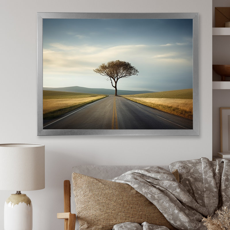 «Highway Photo Scenery On The Road On», reproduction sur toile, Cadre simple argenté, H 34 po x l 44 po x P 1,5 po