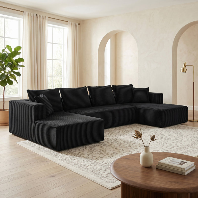Canapé modulaire réversible surdimensionné Boneless, Beige Polyester Blend