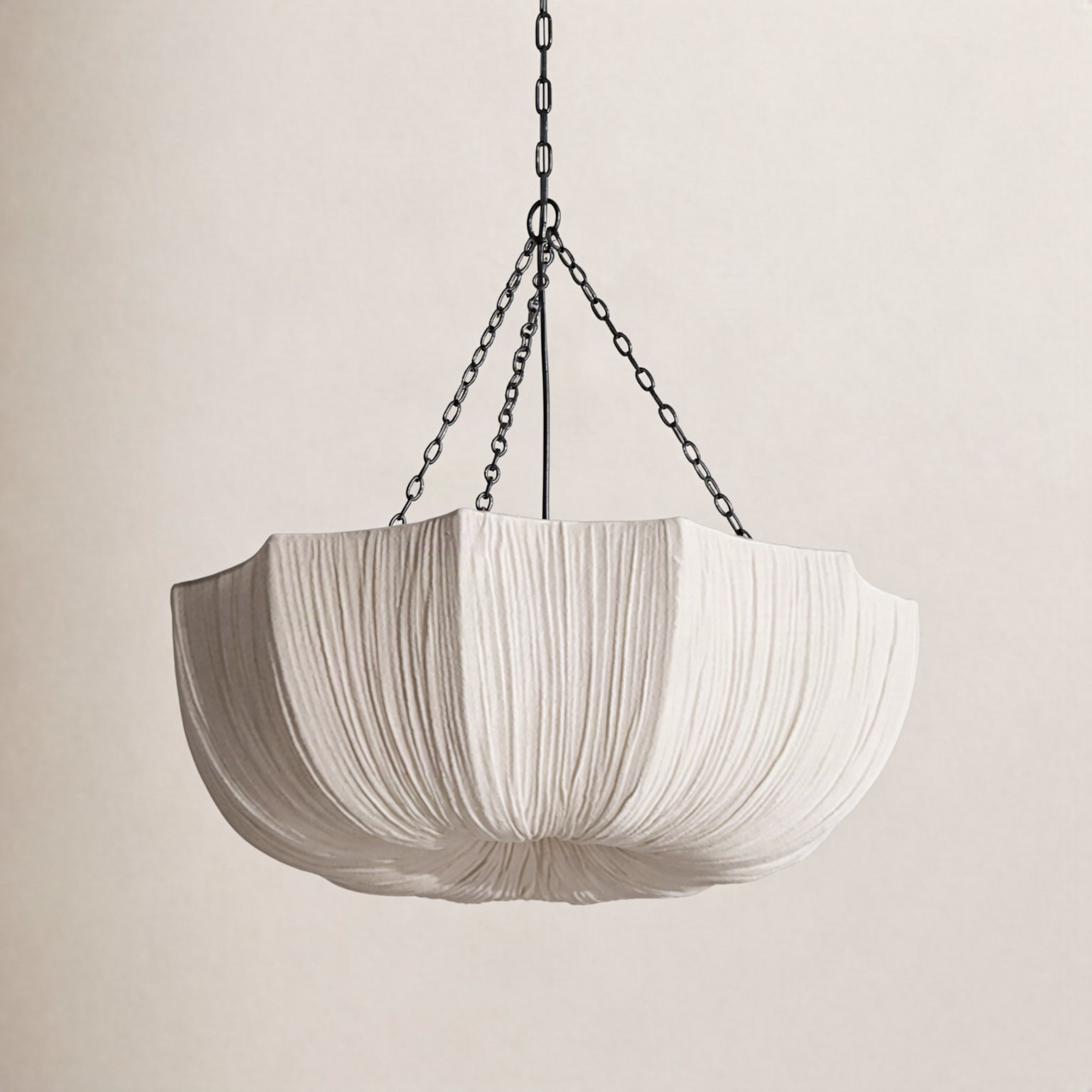 Linen Bowl Single Light Pendant, 11.02" H x 31.49" W x 31.49" D