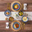  Service de table 24 pièces en céramique bleue pour 6 assiettes, assiettes à dessert, bols à pâtes et bols à cuisson 24 pièces-128881390
