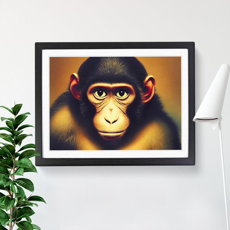 XH1022-983X A Sublime Monkey - Single Picture Frame Print, 46cm H x 64cm W x 2cm D, Black