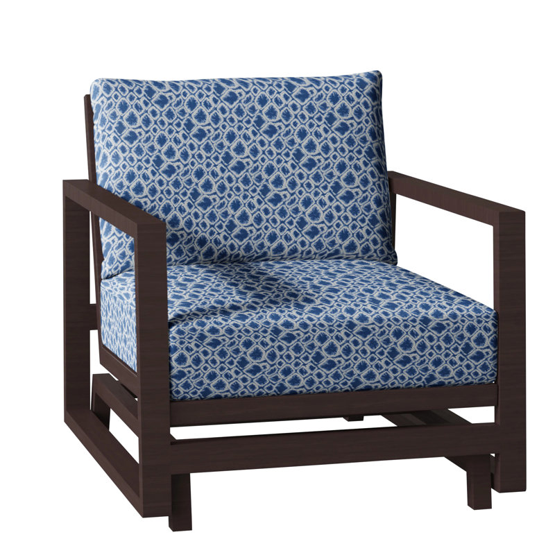 Avondale Patio Lounge Chair with Cushions, Cabana Stripe Midnight, Avondale Aluminum #60 Oak, No Welt