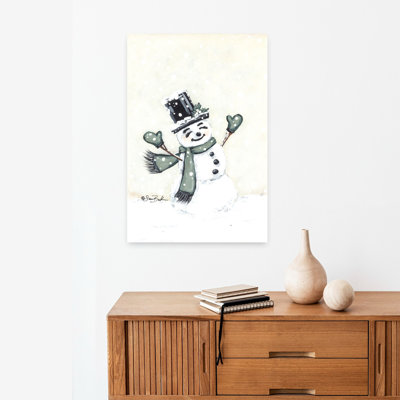Jolly Green Snowman Whimsical Abstract Contemporary Winter Art