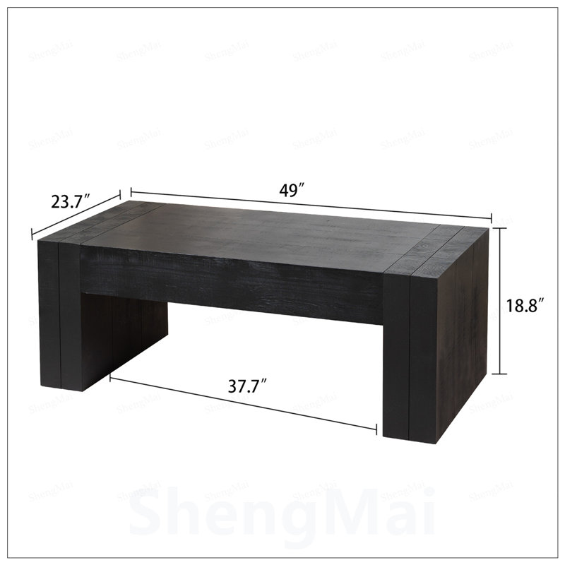 Table basse en bois, centre de table en bois d'ingénierie avec finition solide, pieds de style campagnard moderne