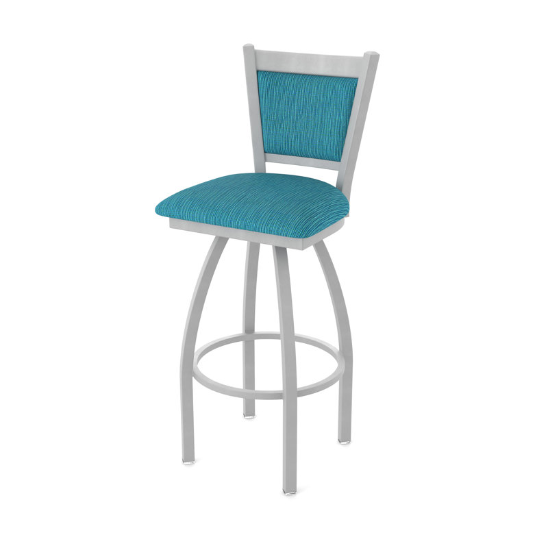 Tabouret pivotant Hadleigh, Tabouret de comptoir (siège d'une hauteur de 25 p, Nickel anodisé, Tissu - marée graphique