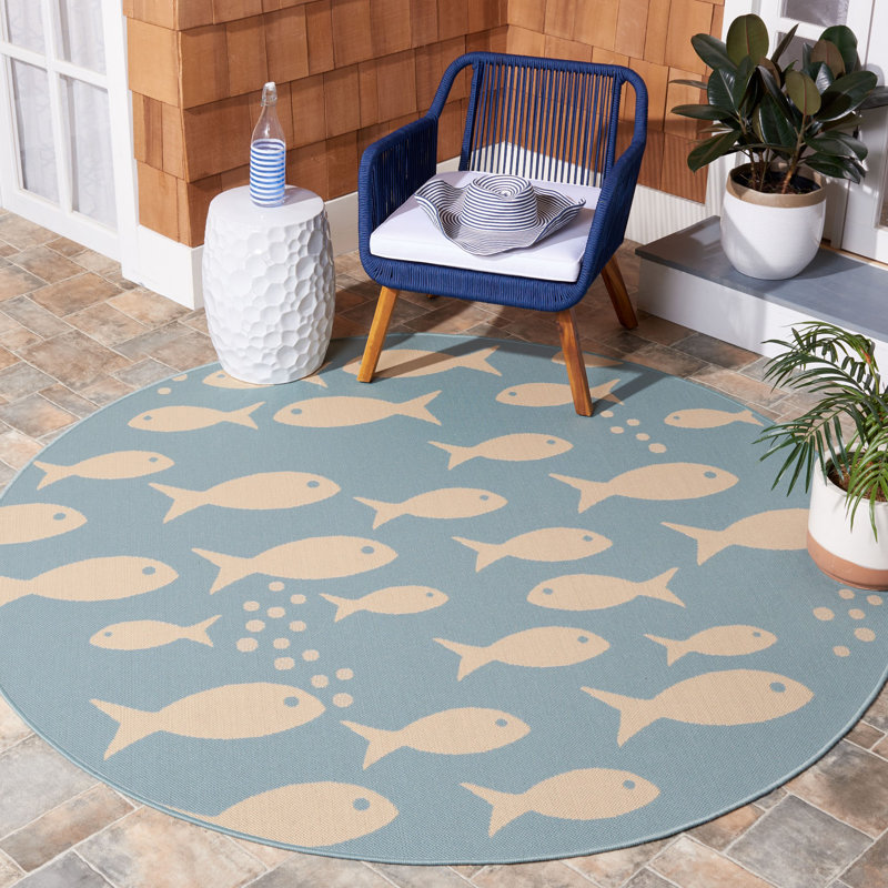 Paugh Performance Animal Print Indoor/Outdoor Area Rug, Round 6'7"
