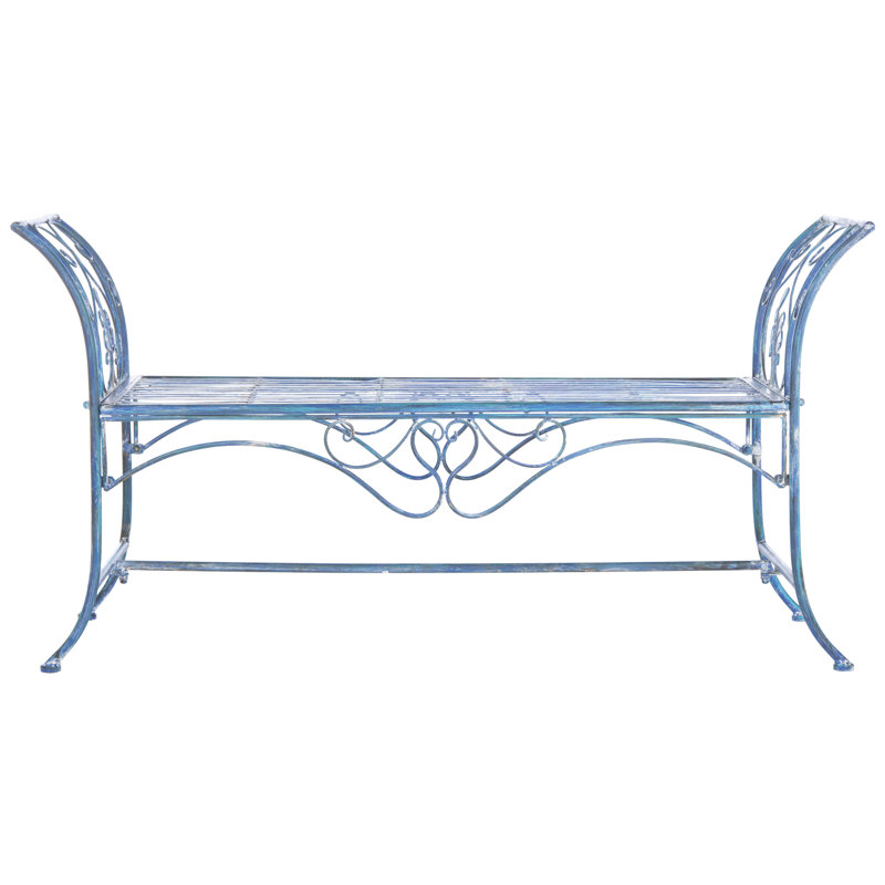 Banc de jardin en métal Geddes, Bleu antique
