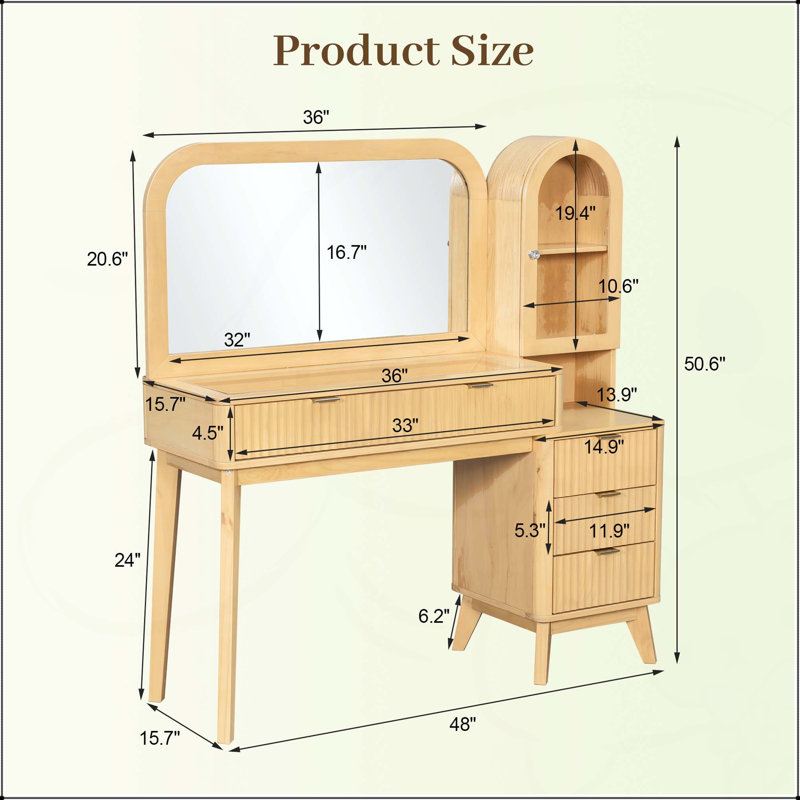 Coiffeuse 48 "avec grand miroir arqué