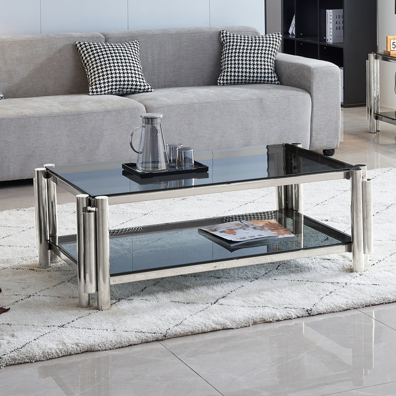 Table basse Allysah, Argent, Noir