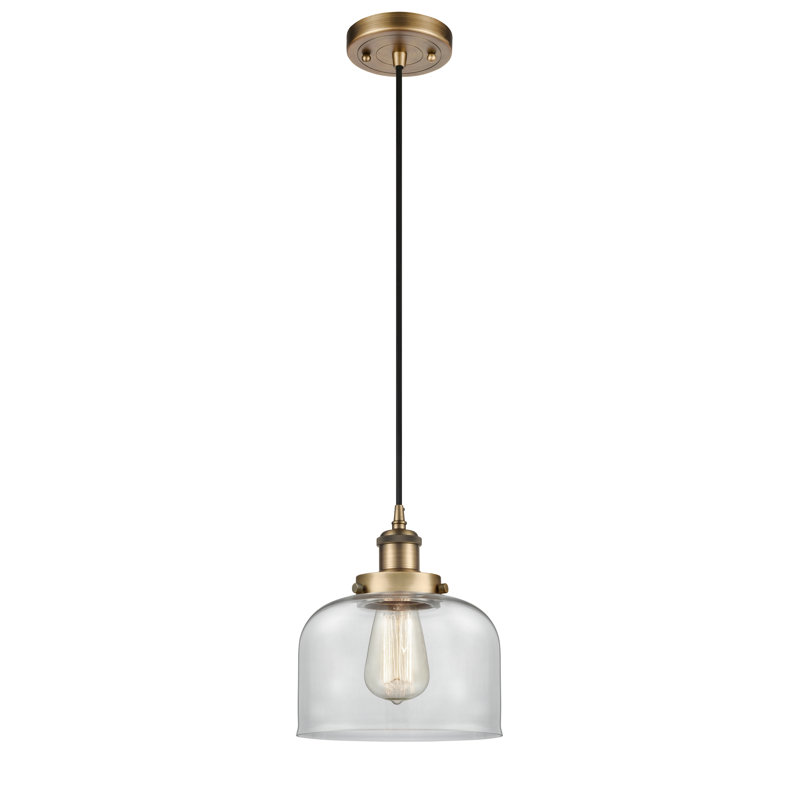 Mini luminaire suspendu à cordon 8 lumières Ballston Urban Bell, Ampoule non incluse, Clair, Laiton brossé