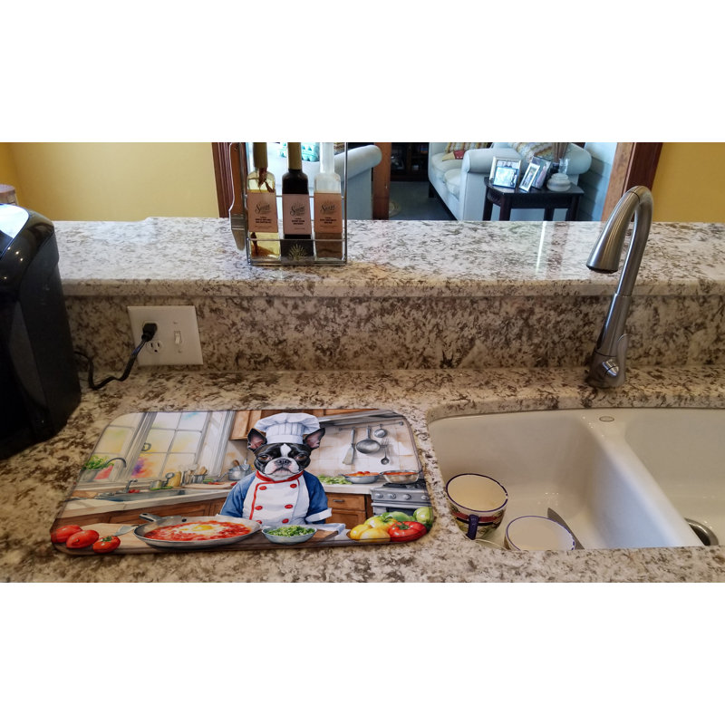 Boston Terrier The Chef Dish Drying Mat