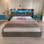 Upholstered Hydraulic Lift With Led & Usb-c, Storage Headboard, 180x200 Cm, Grey Linen-1405605710