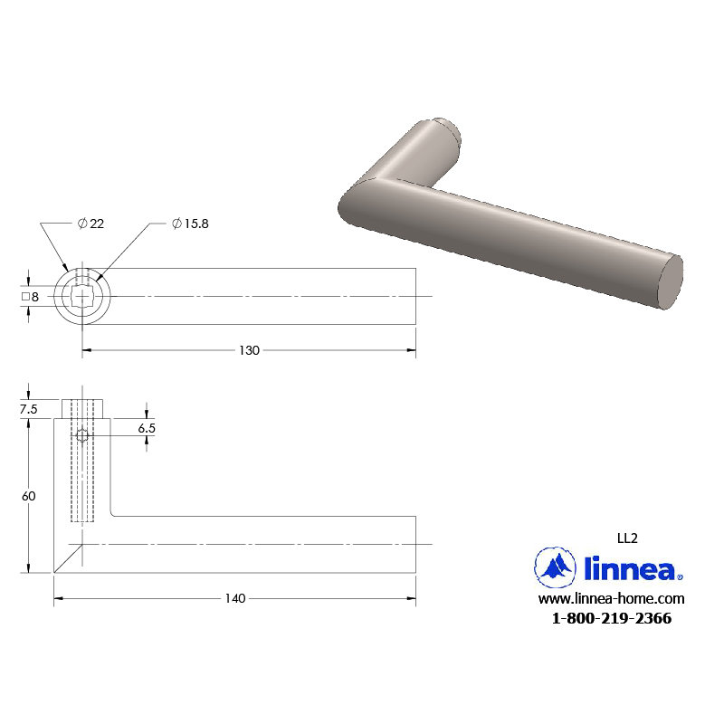 Privacy Door Lever Set, Satin Brass, 2.375"