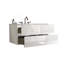 Meuble-lavabo mural blanc brillant de 36 po avec lavabo en céramique et trois trous de robinet, grand meuble-lavabo flottant de rangement pour salle de bain moderne, pré-assemblé
