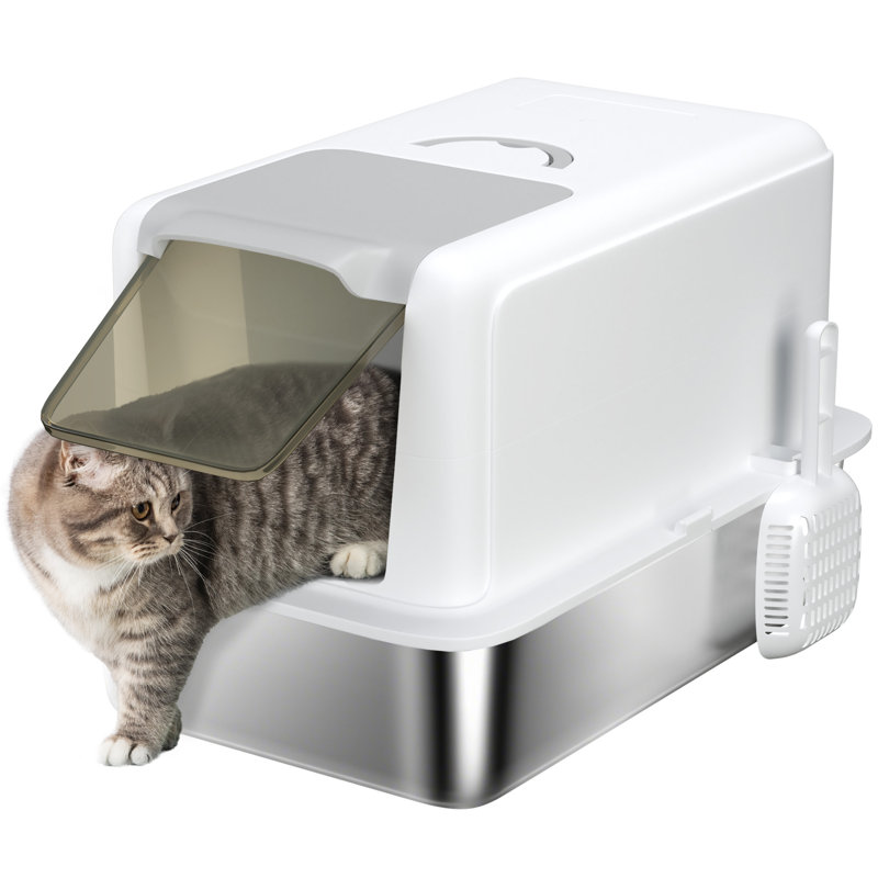 Bacs à litière et bacs à litière pour chat, boîtier en acier XL moderne