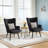 Modern Upholstered Wingback Chair Velvet Tufted Armchair with Metal Legs-617123948