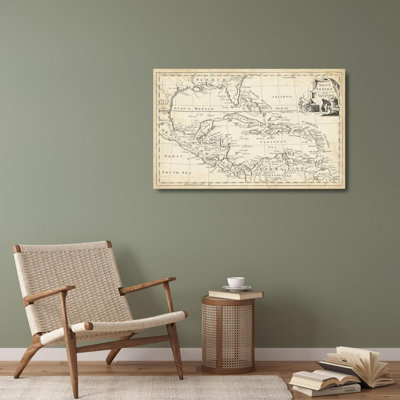 ArtDirect Jeffreys, T. Gallery Wrapped Canvas Art Titled: Map of West Indies