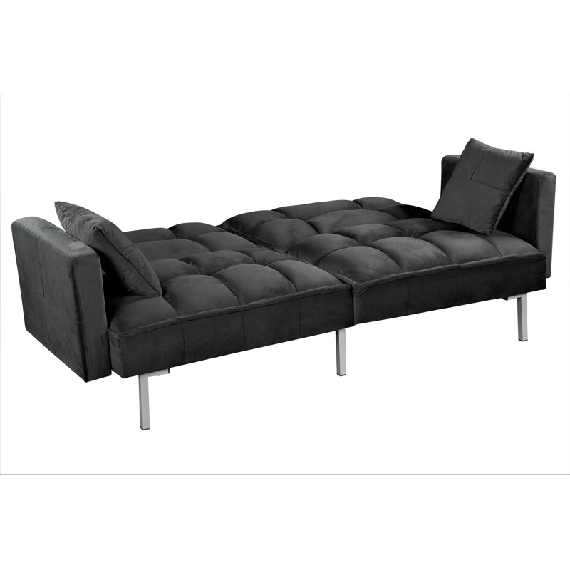 Mackayla 75.6 " Upholstered Convertible Sofa, Black