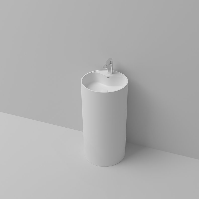 Solid Surface Pedestal Bathroom Sink Basin 66S-08
