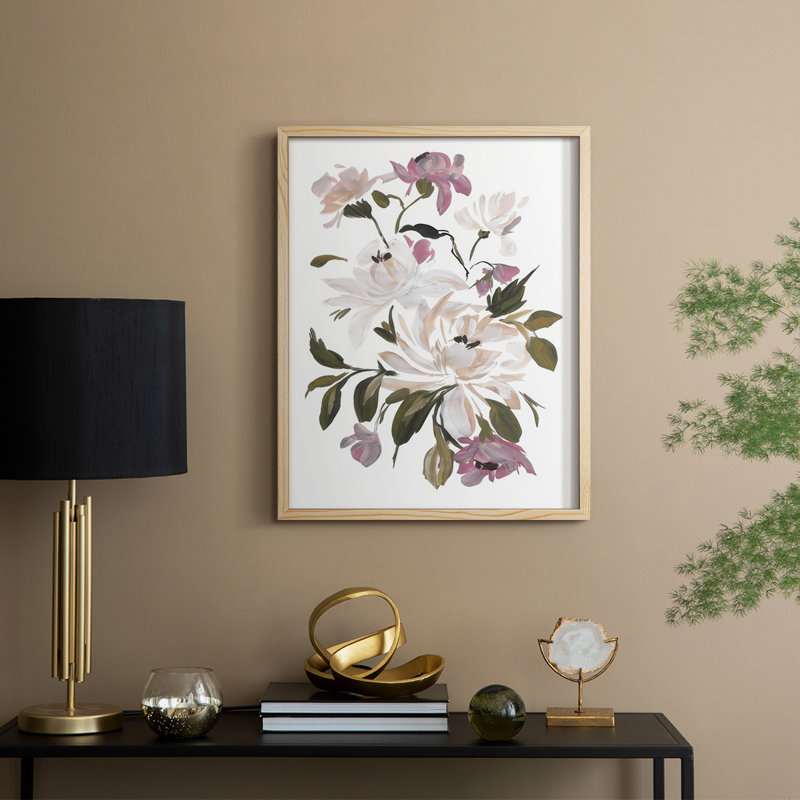 «Spring Fling Bouquet V», reproduction encadrée - bois massif, H 30 po x l 24 po, Naturel