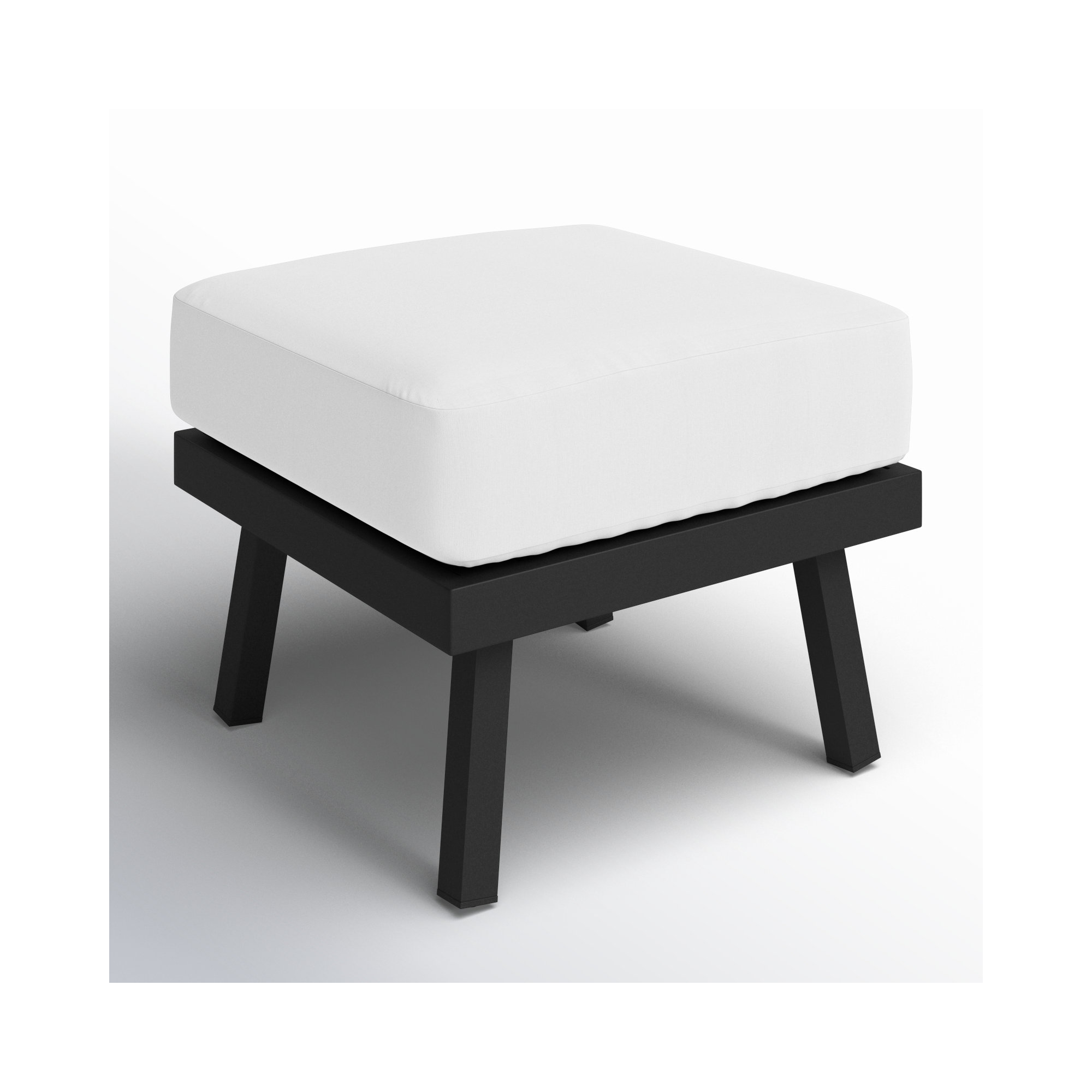 Armando Upholstered Outdoor Ottoman with Sunbrella® Cushion, White Sunbrella®, Black
