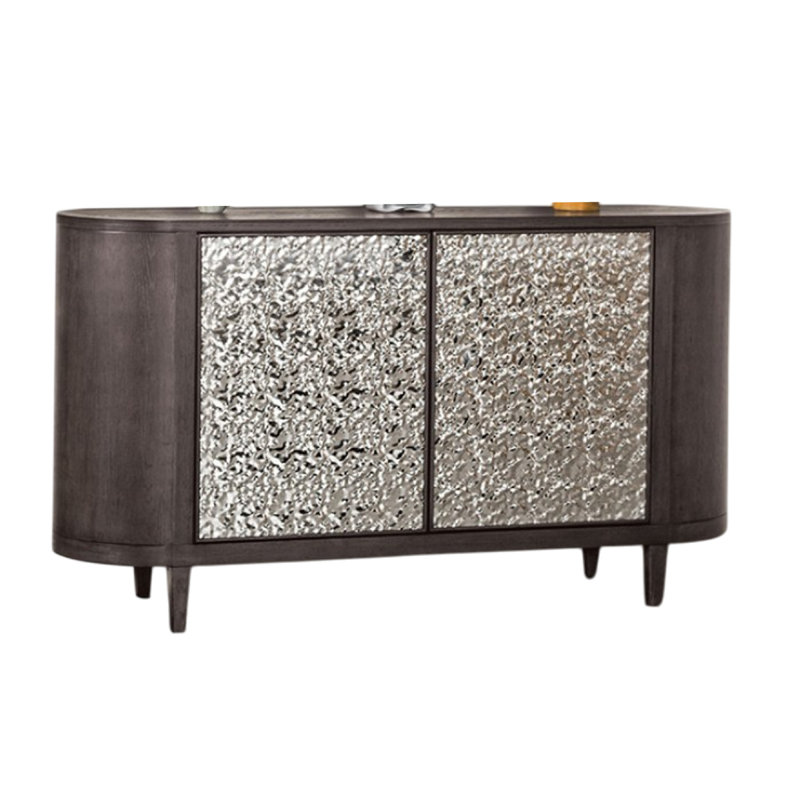 Buffet console Zoko, 2 portes, chrome, bois de frêne gris 60 po