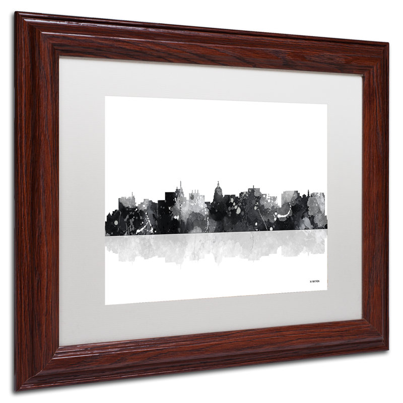 « madison wisconsin horizon bg-1 », impression sur toile encadrée, H 16 po x l 20 po x P 0,5 po, Brun