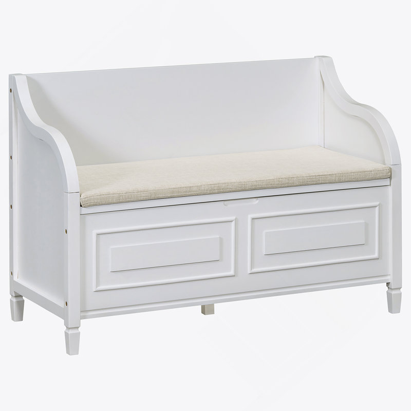 Rustic Multifunctional Storage Bench (White+Beige), White