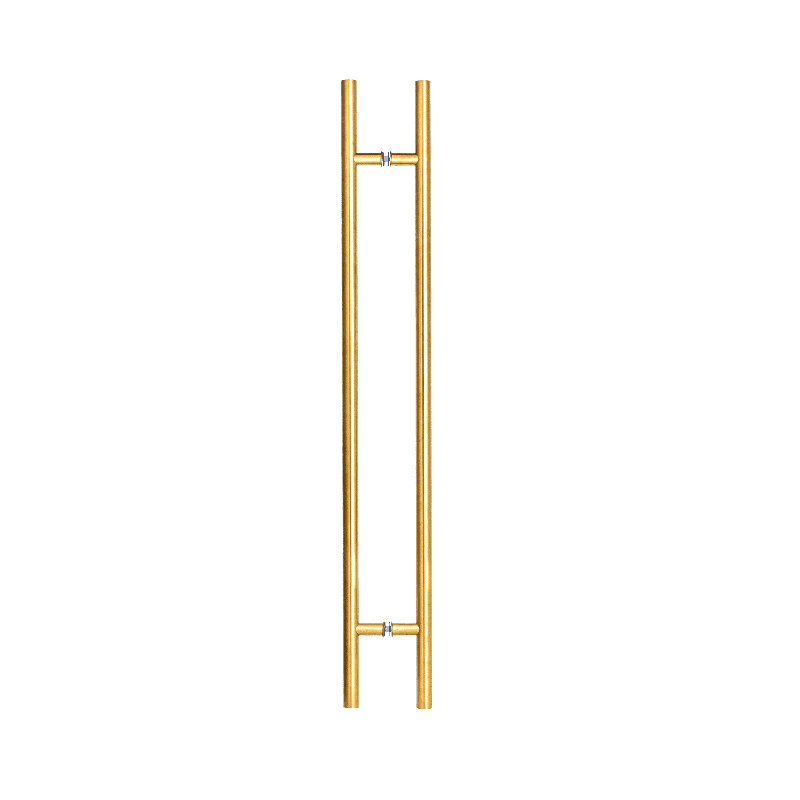 Door Pull Long Handle, Entry Door Handle Round ?H? Shape, Stainless Steel 304, Gold, 84" H x 3.35" W x 3.35" D