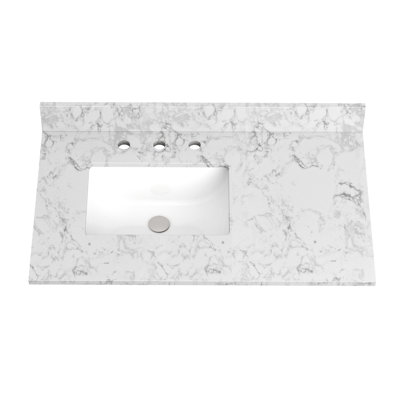 36'' Engineered Marble Single Bathroom Vanity Top With Left Sink – For Vanity Replacement, No Cabinet