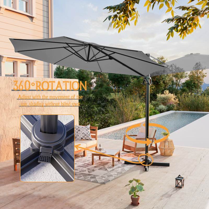 Parasol rond en porte-à-faux 10 pi, Grey