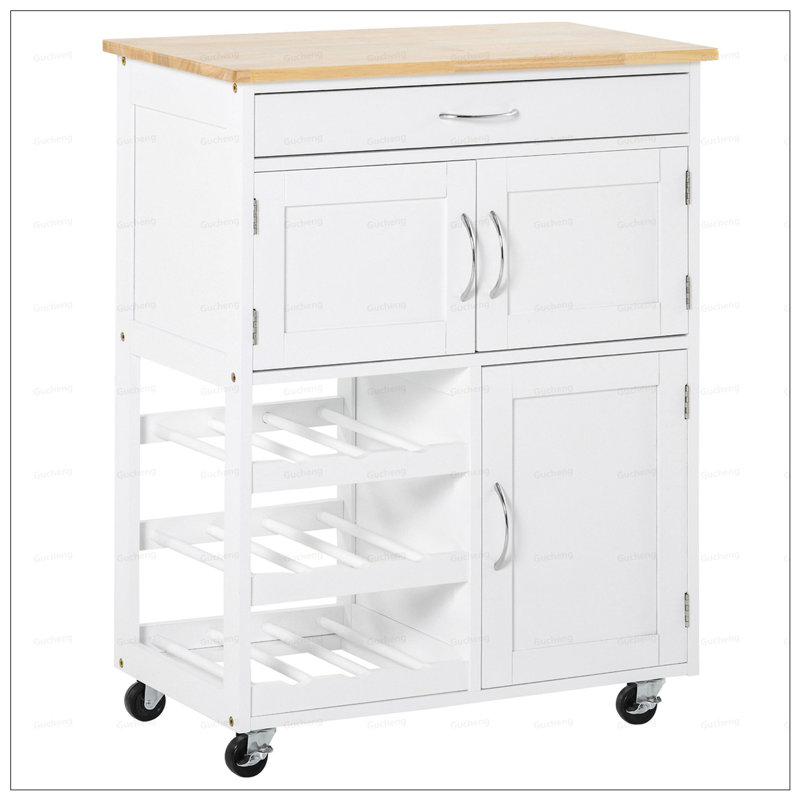 Rolling Kitchen Island with Wine Rack and Storage, Durable and Mobile for Modern Kitchens