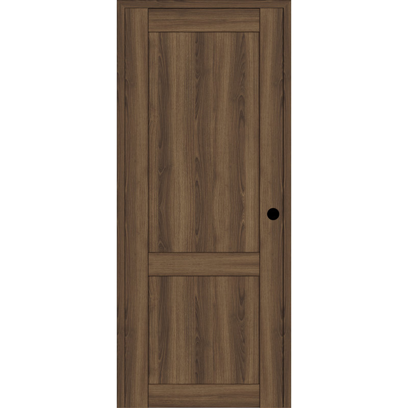 Porte pré-suspendue simple en bois manufacturé 2 panneaux à 2 panneaux, 23,875 po x 95,24 po, Pacane, Gauche