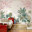 Décoration murale fleurs de cerisier roses et feuilles tropicales amovibles-638102864-638102875