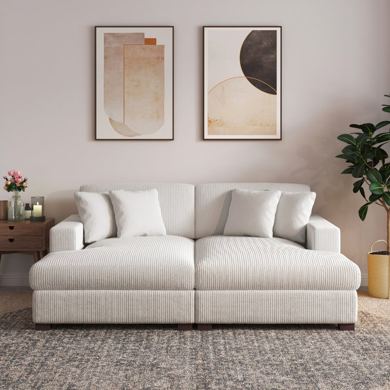 Milbrey 211.8Cm Square Arms Modular Sofa, Beige