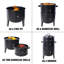 Fumoir vertical au charbon 16 pouces - Barbecue portatif pour le camping, la cour arrière, le patio. 31 fonctions: fumoir, barbecue, foyer. Surface de cuisson spacieuse avec thermomètre. Assemblage et nettoyage faciles. Acier