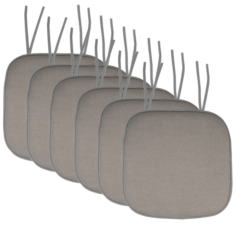Honeycomb Memory Foam Non-Slip 16" x 16" Chair Cushion Pad with Ties, Silver, 12