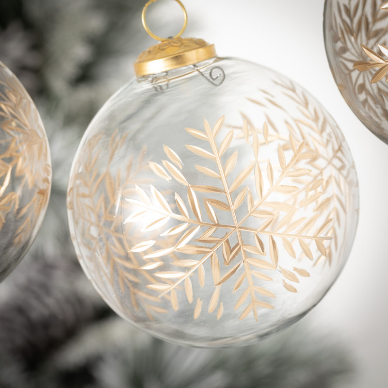 3 Piece Good Tidings Snowflake Ball Ornament Set