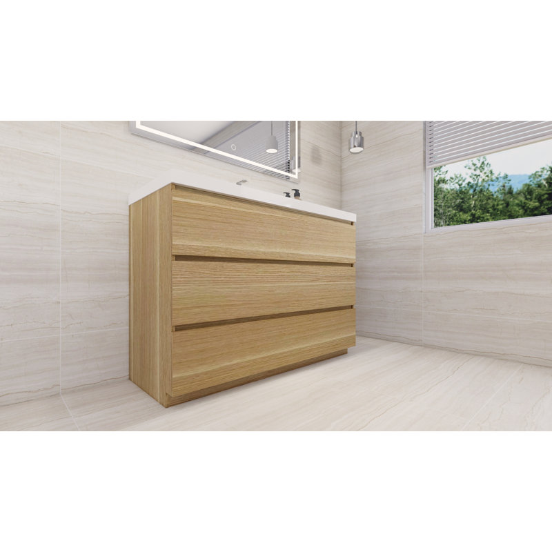 Ensemble de meuble-lavabo simple 48 po, Chêne blanc