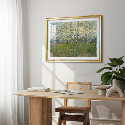 Le Verger blanc - Vincent van Gogh - Reproduction d'art encadrée, sous verre et passe-partout, grand tableau pour salon