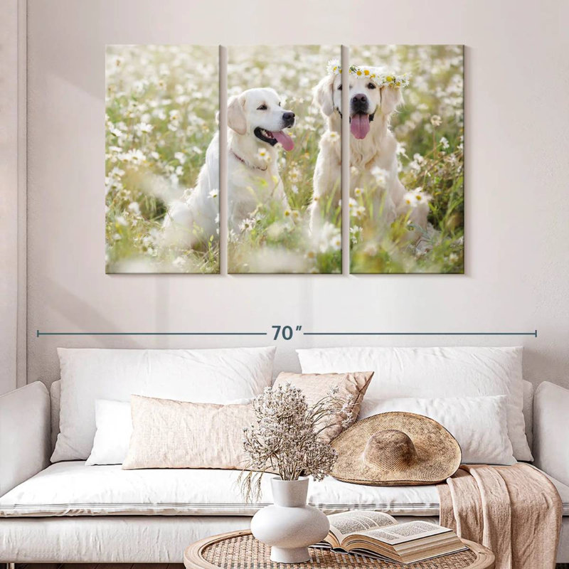 Couple de Golden Retriever, H 32 po x l 50 po