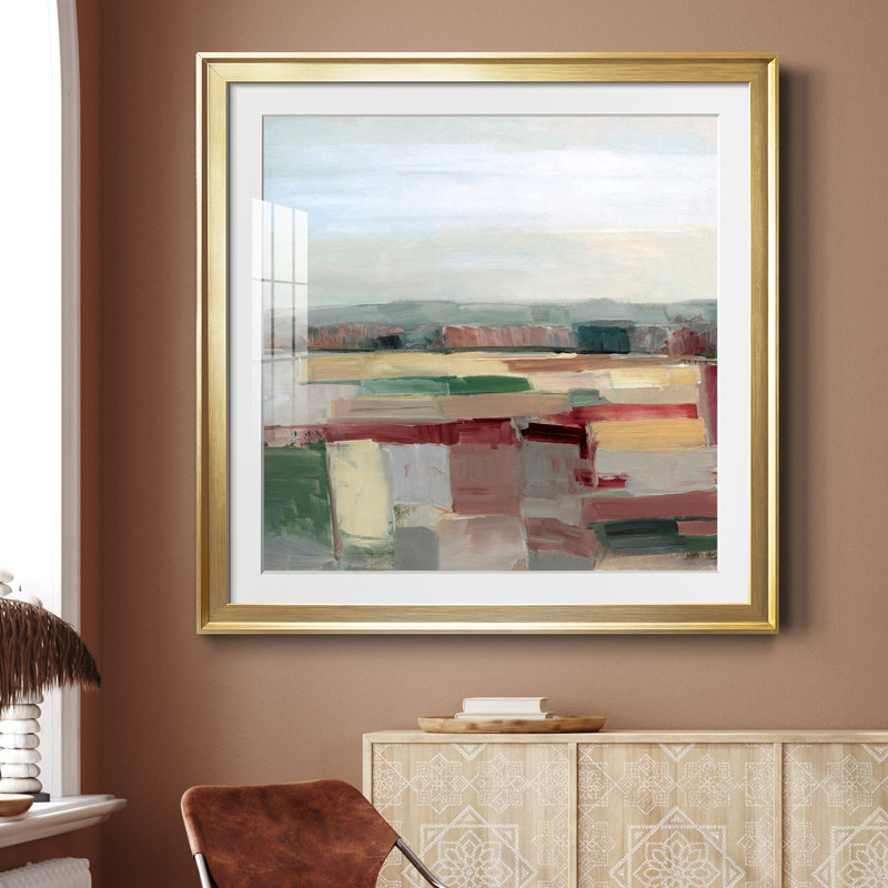 Tapisserie de champ - peinture encadrée, Papier encadré doré, H 30,5 po x l 30,5 po x P 1,5 po